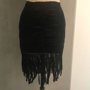 bebe all over crochet skirt